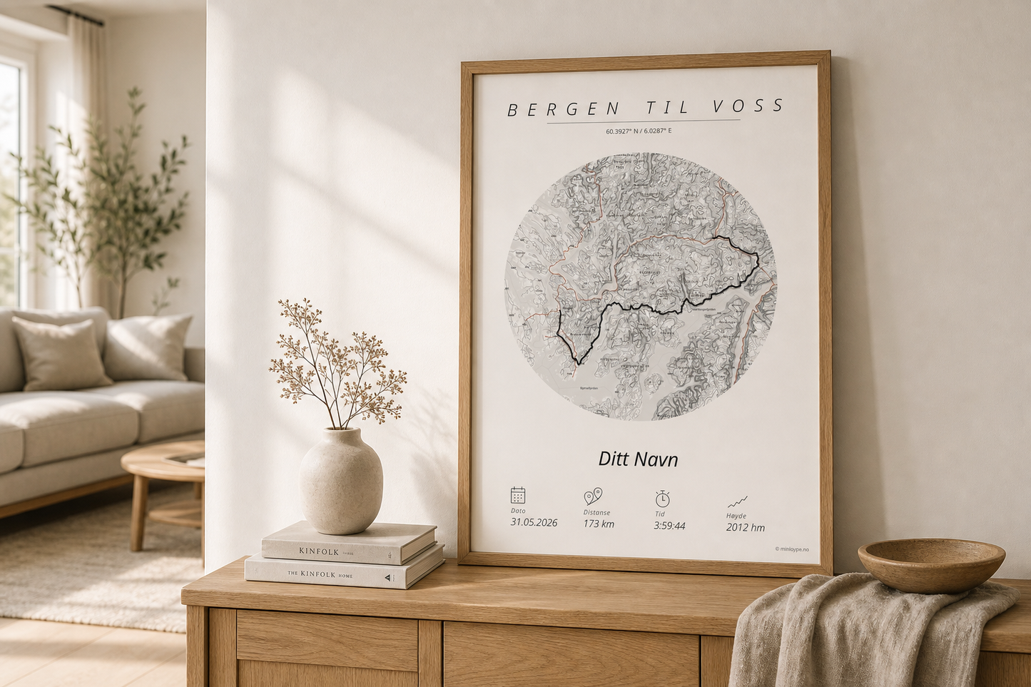 Bergen - Voss 2026 - Personlig løype plakat 30x40cm